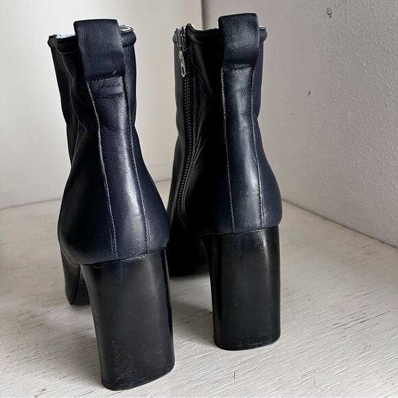 Rag & Bone Navy Ellis leather heeled Ankle Boot size 40 - Picture 5 of 12